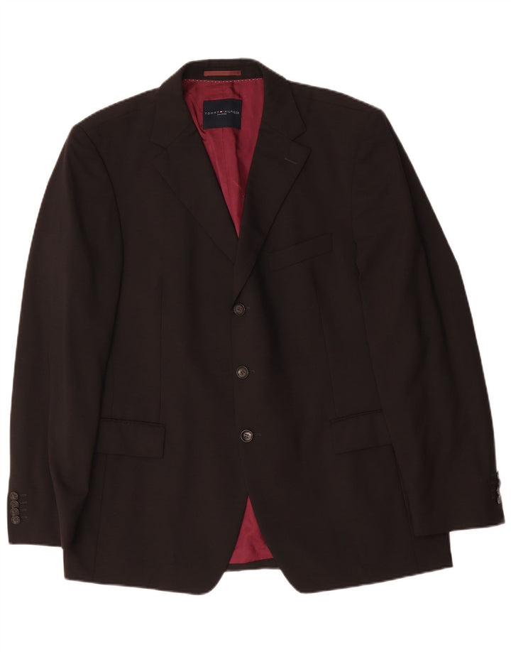 Tommy Hilfiger Herre skræddersyet 3-knaps blazerjakke UK 42 XL Brun viskose