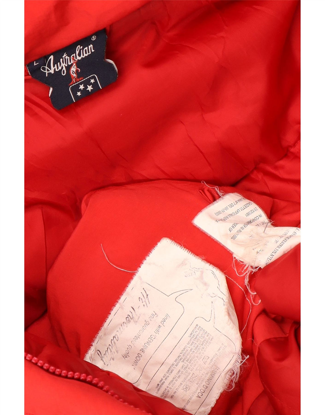 AUSTRALIAN L'ALPINA Dame hætte polstret frakke UK 16 Stor rød polyester