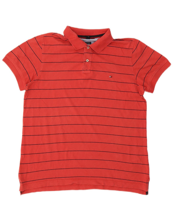 Tommy Hilfiger Herre Custom Fit Polo Shirt Stor rødstribet bomuld