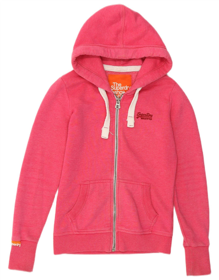 SUPERDRY hættetrøje til kvinder med lynlås UK 6 XS Pink Bomuld