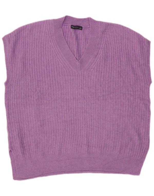 Marks & Spencer Dame Oversized Vest Tank Top UK 16 Large Purple Acrylic