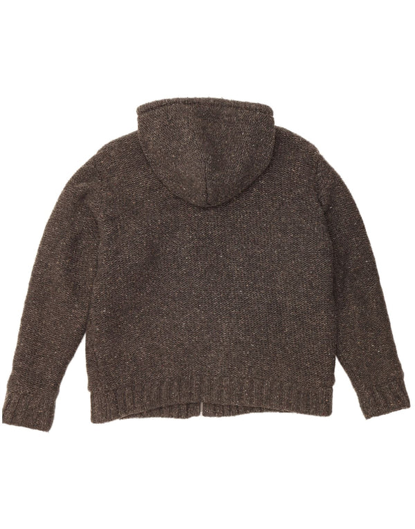AUTENTISK Sherpa cardigan sweater med hætte til mænd 2XL grå flækket akryl