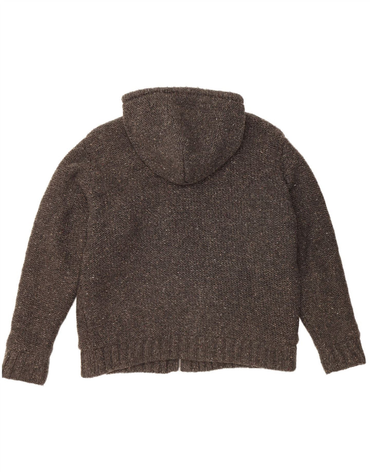 AUTENTISK Sherpa cardigan sweater med hætte til mænd 2XL grå flækket akryl