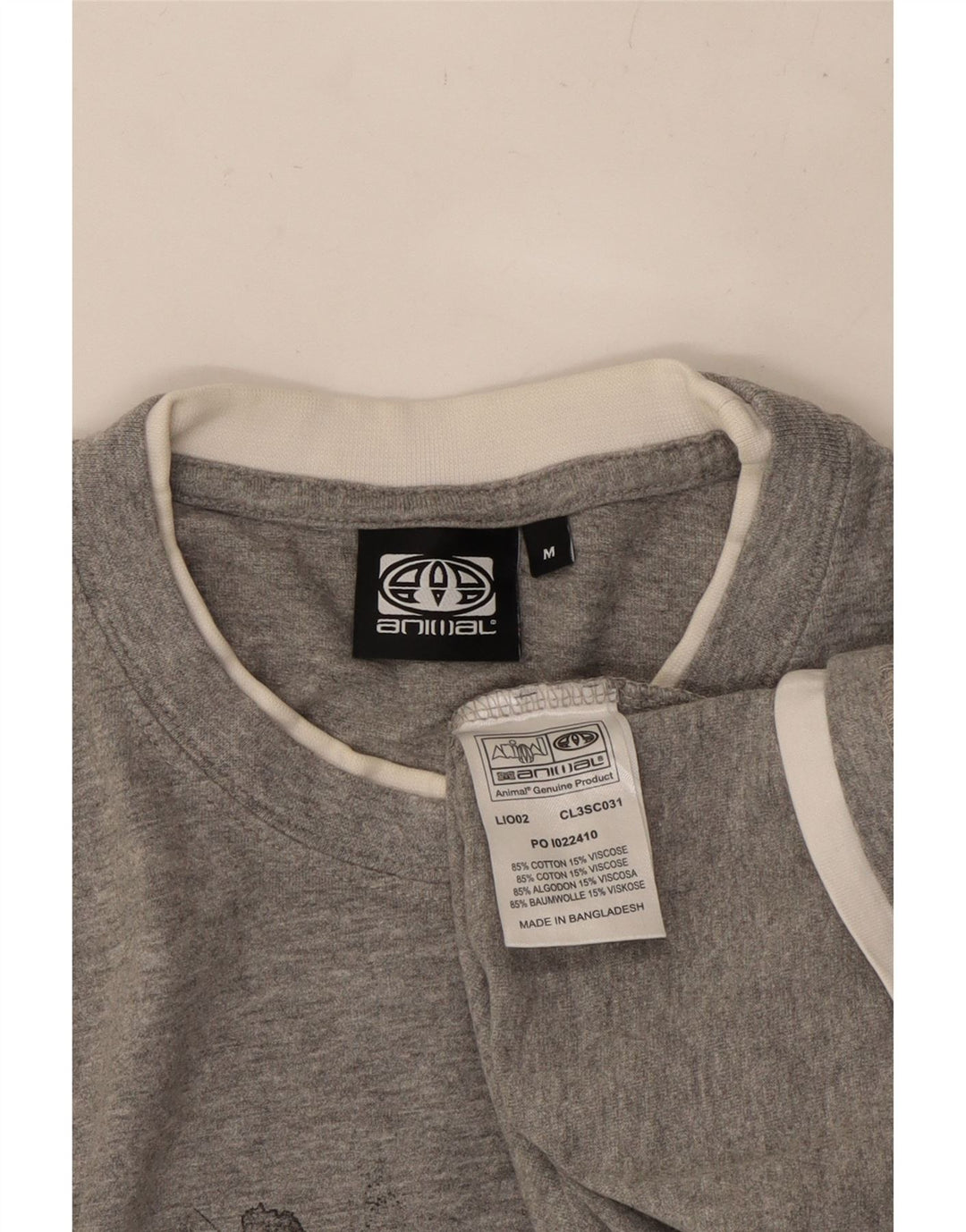 ANIMAL Herre grafisk T-shirt top mellemgrå bomuld