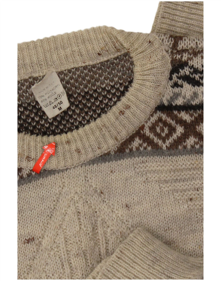 Vintage sweater med rund hals til mænd IT 48/50 Medium White Fair Isle
