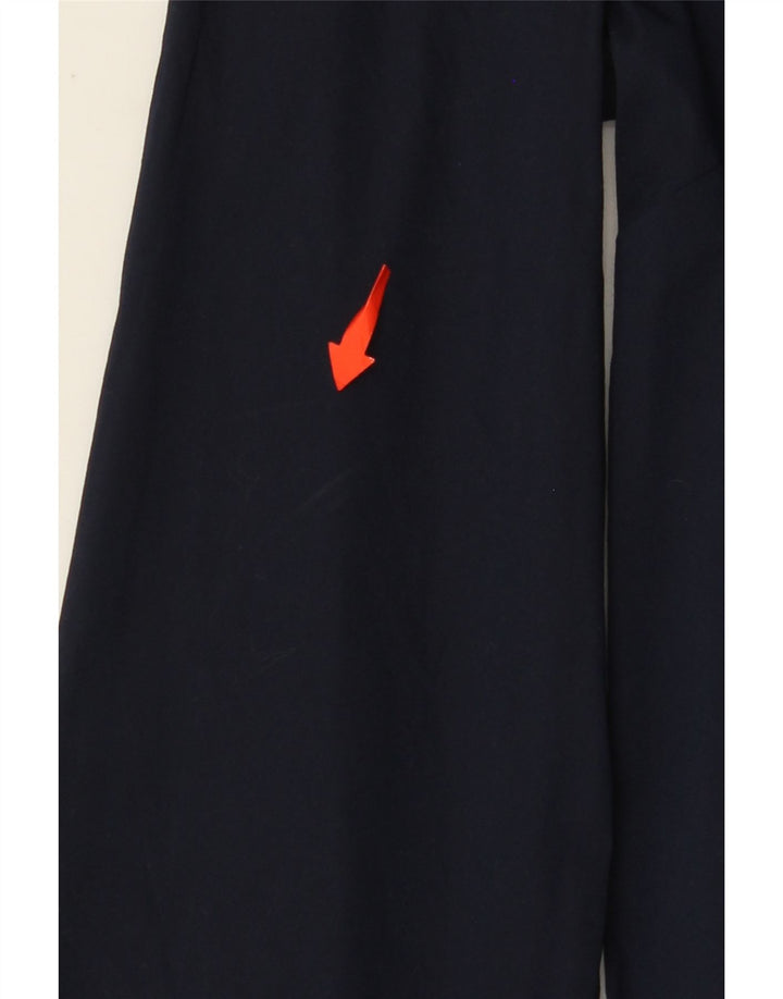 BENETTON Dame Front Tie Langærmet Bluse Top UK 10 Small Navy Blue