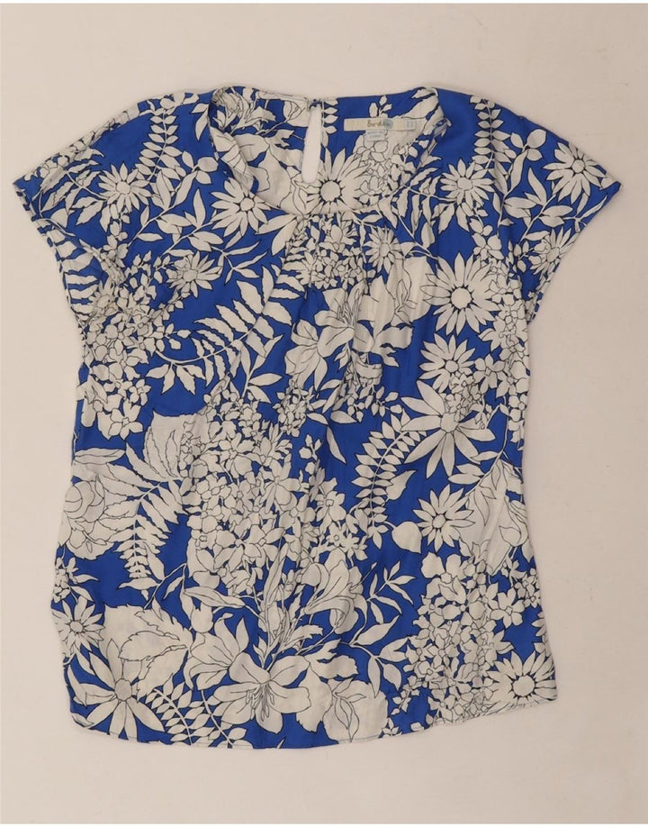 BODEN Dame bluse Top UK 8 Small Blue Floral Viscose