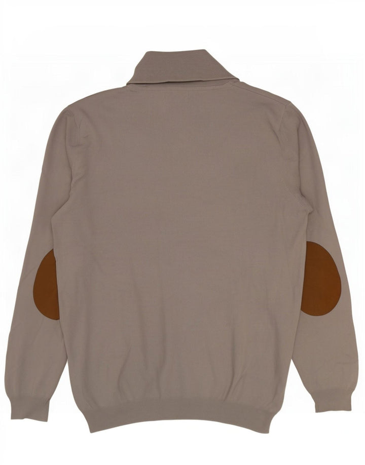 Zara Herre Shawl Neck Jumper Sweater Stor Grå Bomuld