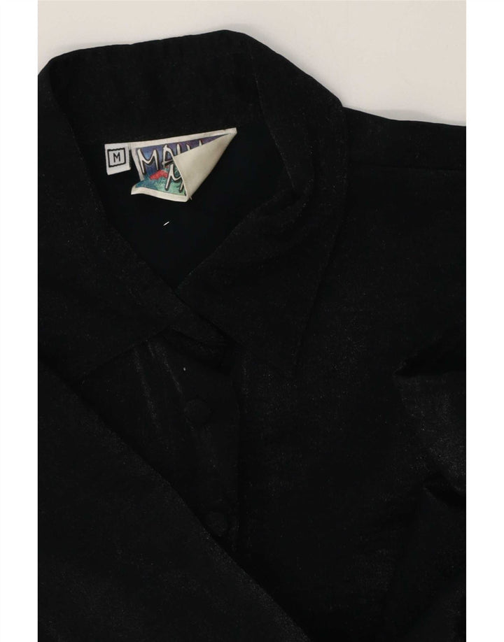 Vintage kvinders Relaxed Fit Longline skjortebluse UK 14 Medium Black