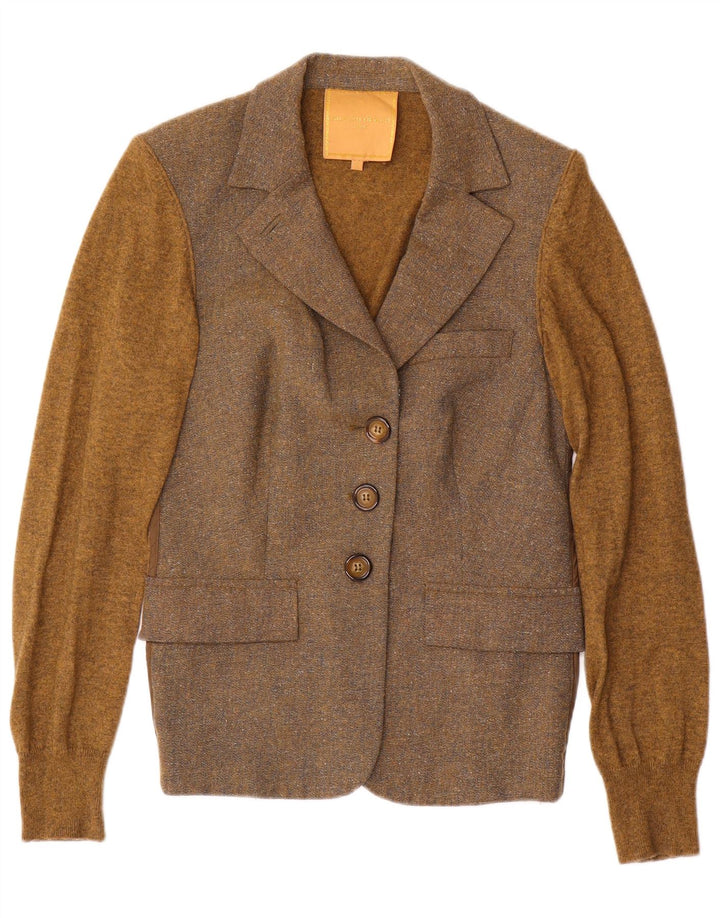 Silvian Heach Damestrik blazerjakke UK 12 Medium Brown Colourblock