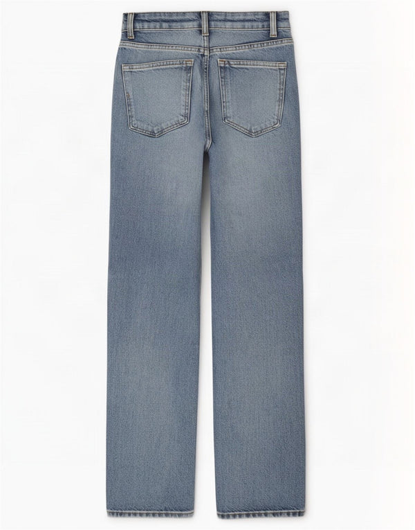 Zara Dame Højtaljede Lige Jeans EU 34 2XS W24 L30 Blå Bomuld