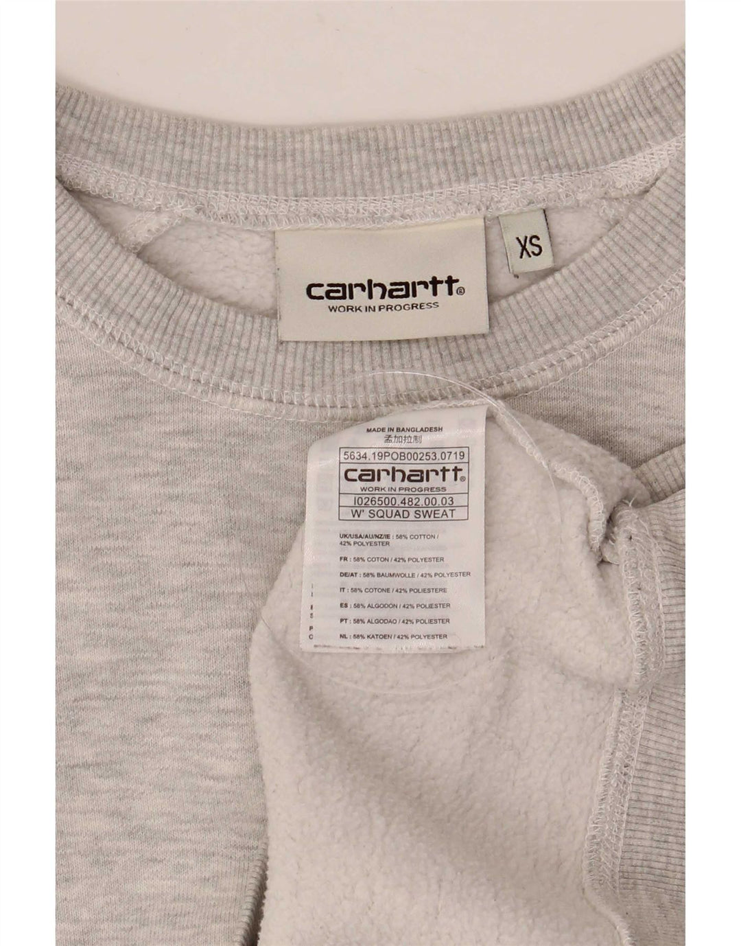 Carhartt Dame Oversized Sweatshirt Jumper UK 6 XS Grå Bomuld