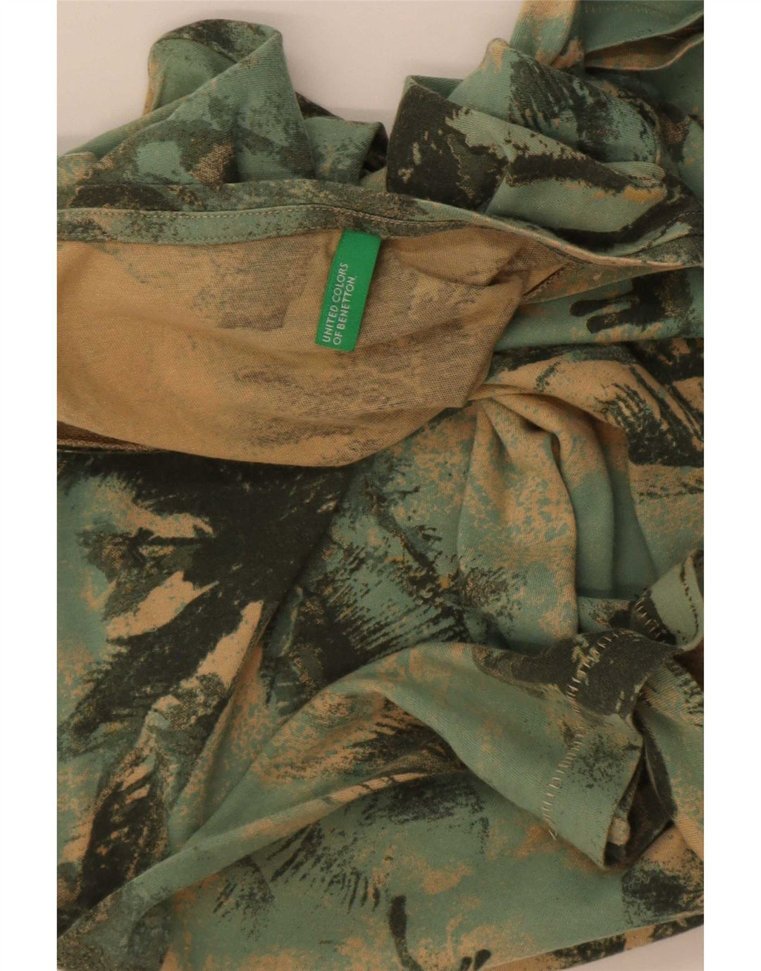 Benetton Herre T-Shirt Top Lille Grøn Hawaiian