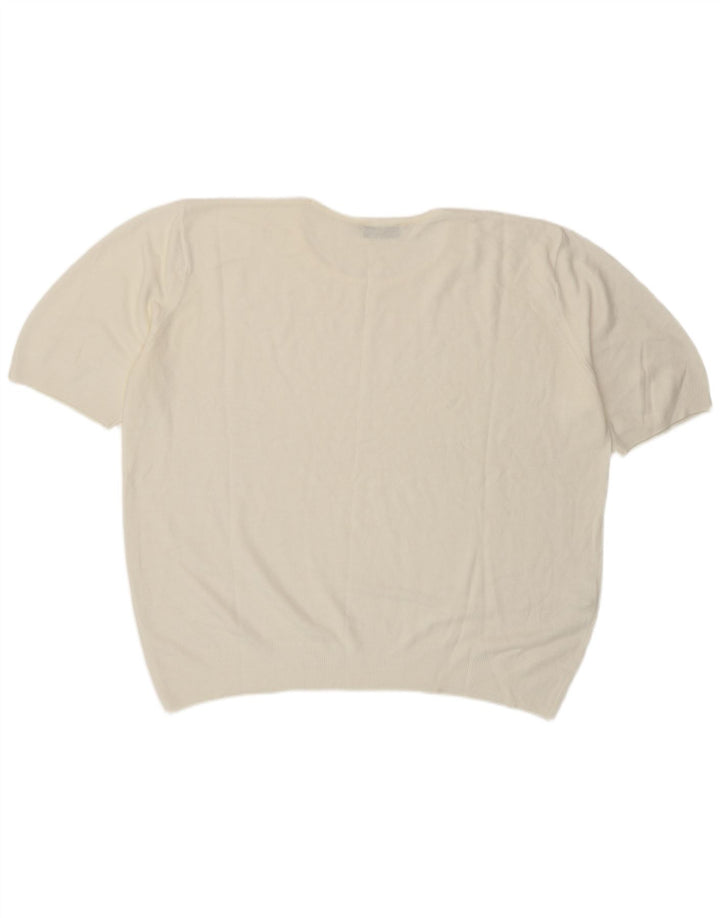 Marks & Spencer Dame Kortærmet Bluse Top UK 20 2XL Hvid Akryl