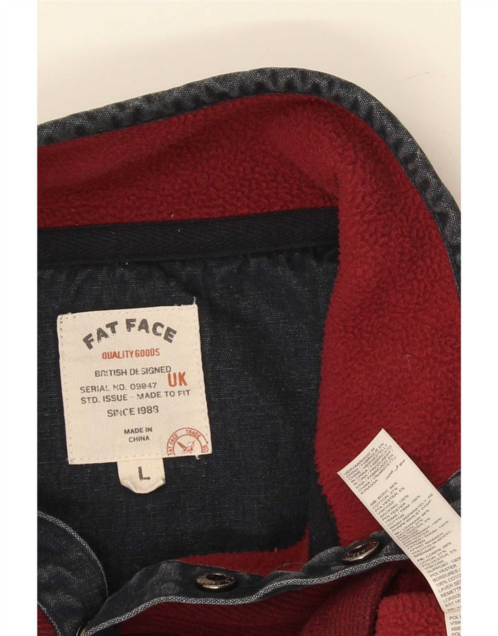 Fat Face Herre Button Neck Sweatshirt Jumper Stor Bourgogne Bomuld