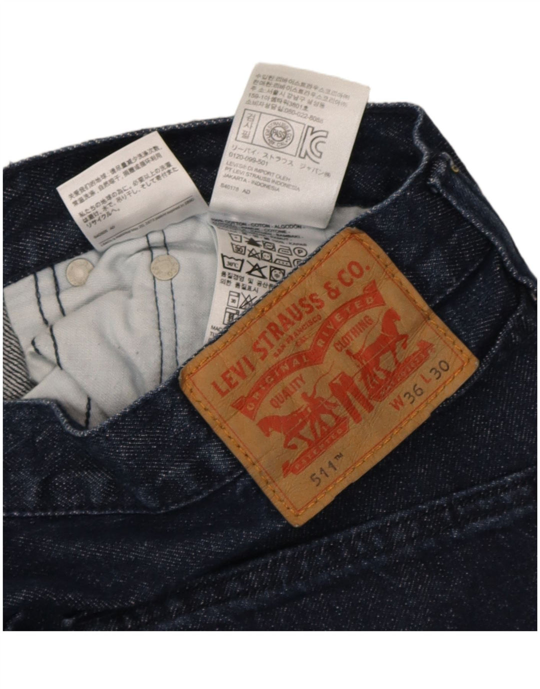 Levi's Herre 511 Slim Jeans W36 L30 Marineblå Bomuld
