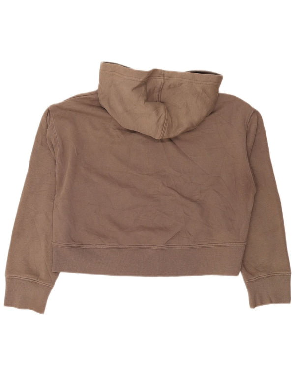 Zara Womens Crop Oversized Hoodie Jumper UK 10 Small Grey Bomuld
