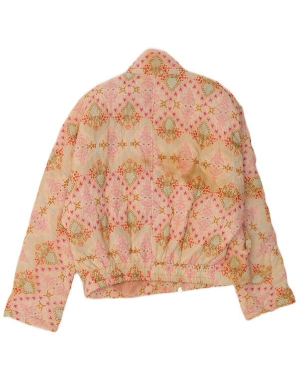 Vintage Kvinde Bomber Oversized Polstret Jakke UK 14 Medium Pink Paisley