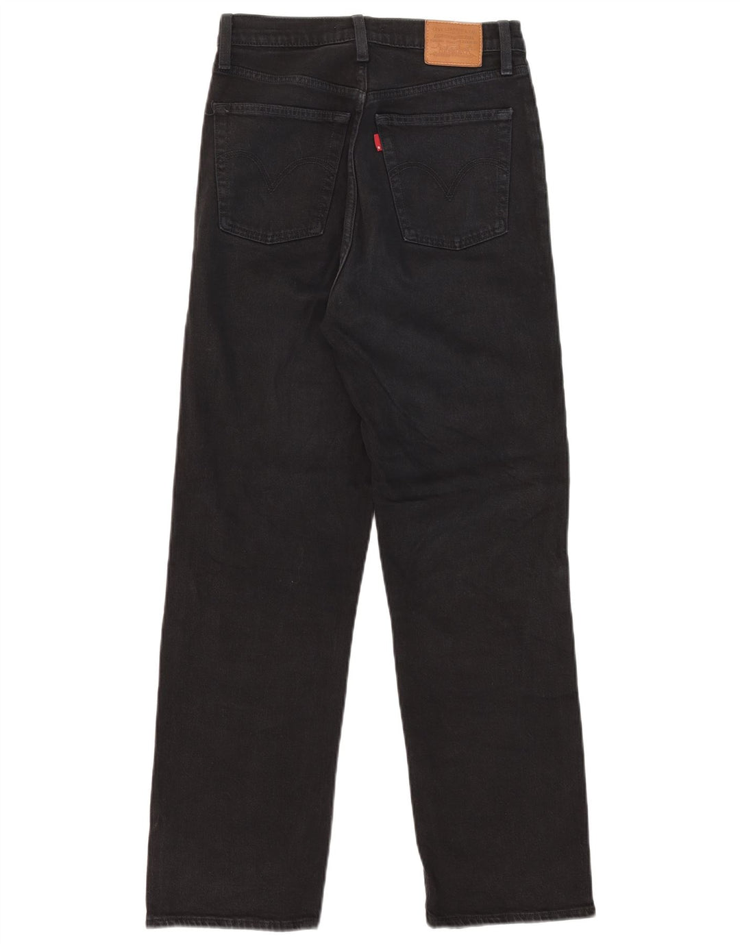 Levi's Dame Ribcage Straight Jeans W27 L29 Sort Bomuld