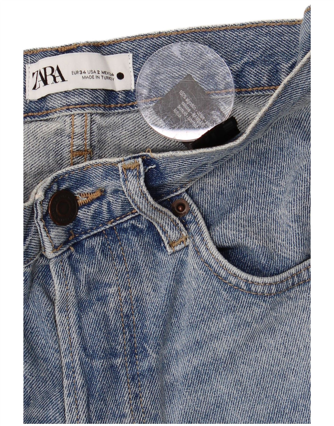 ZARA Straight Jeans til kvinder EU 34 2XS W24 L29 Blå Bomuld