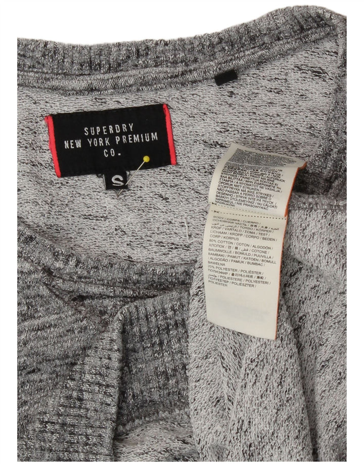 Superdry Graphic Sweatshirt Jumper UK 10 Small Grey Flecked