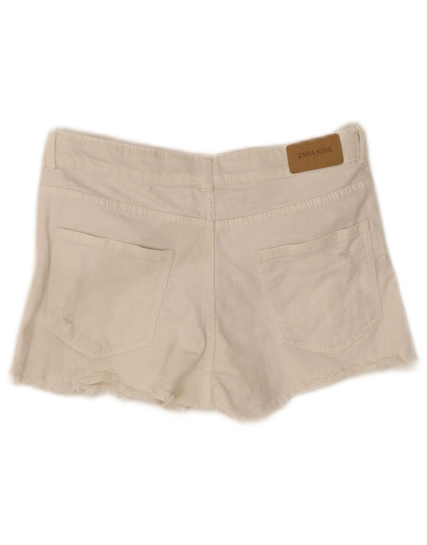Zara Girls Denim Shorts 13-14 år W30 Hvid Bomuld