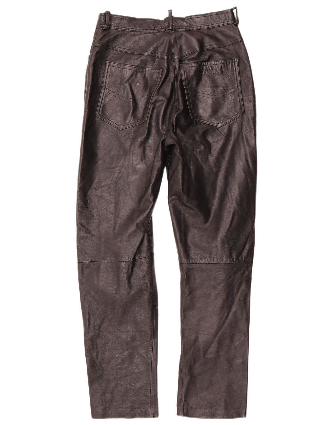 VINTAGE Lige bukser til kvinder IT 42 Medium W28 L29 Sort læder