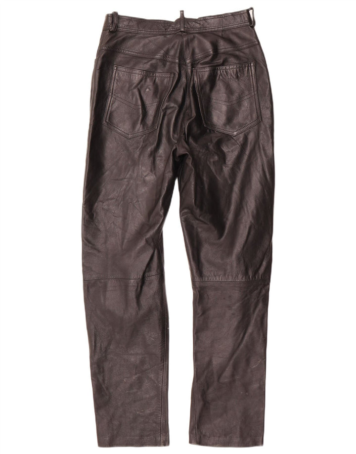 VINTAGE Lige bukser til kvinder IT 42 Medium W28 L29 Sort læder