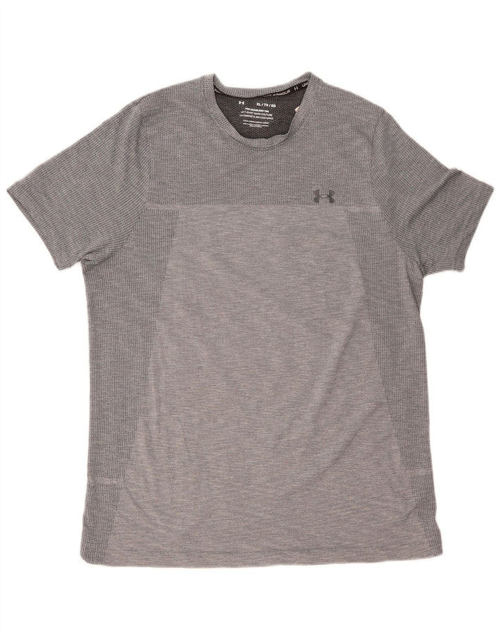 Under Armour Herre T-Shirt Top XL Grå Nålestribet Polyester