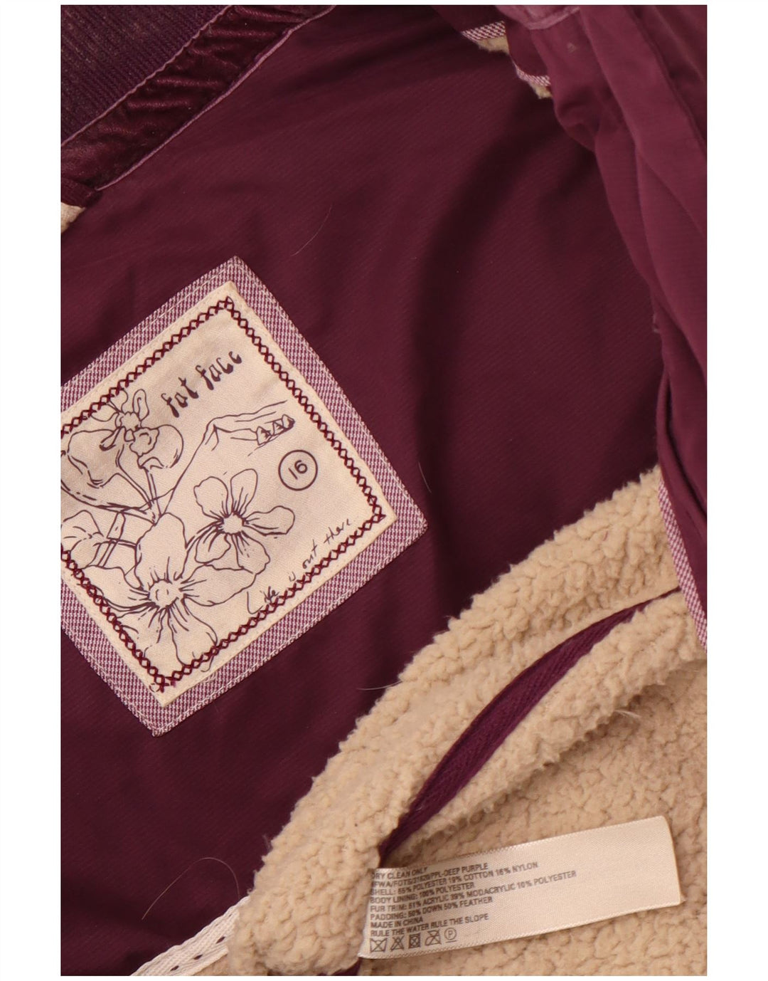 Fat Face Womens Polstret Gilet UK 16 Large Purple Polyester