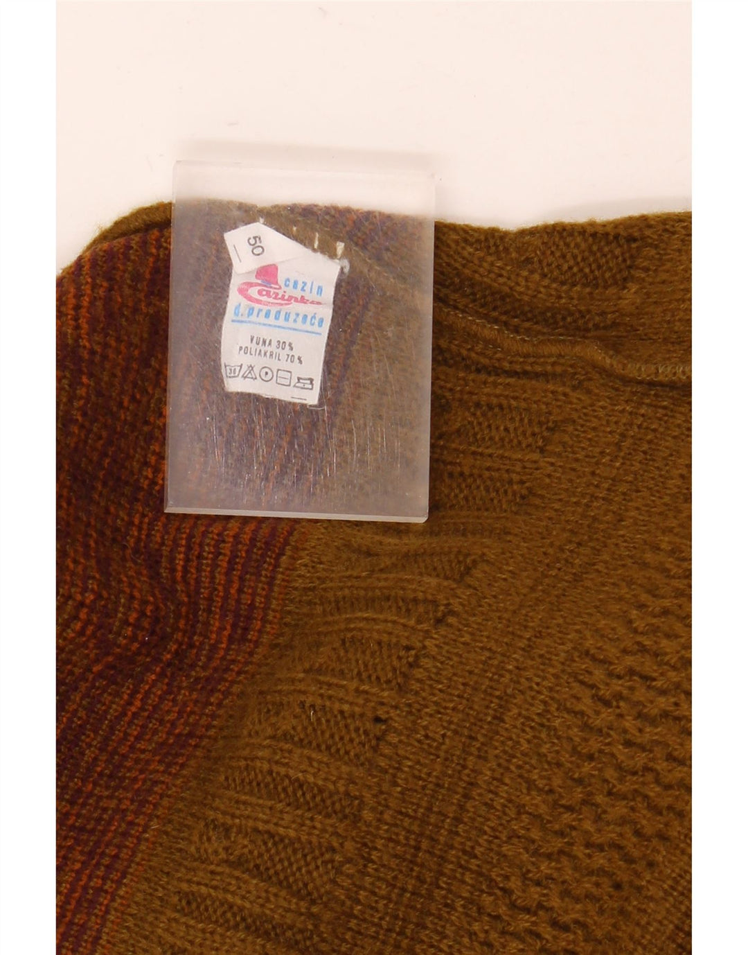 Vintage Herre Button Neck Jumper Sweater EU 50 Medium Khaki Fair Isle