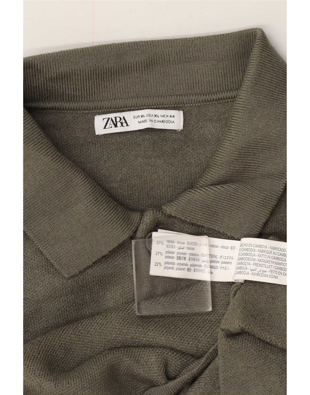 Zara Herre Polo Neck Jumper Sweater XL Khaki Viscose
