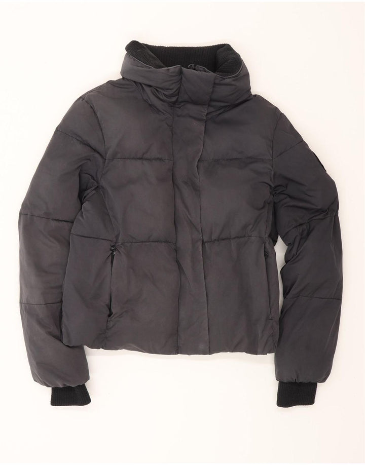 SUPERDRY Womens Oversized Graphic Padded Jacket UK 10 Small Black