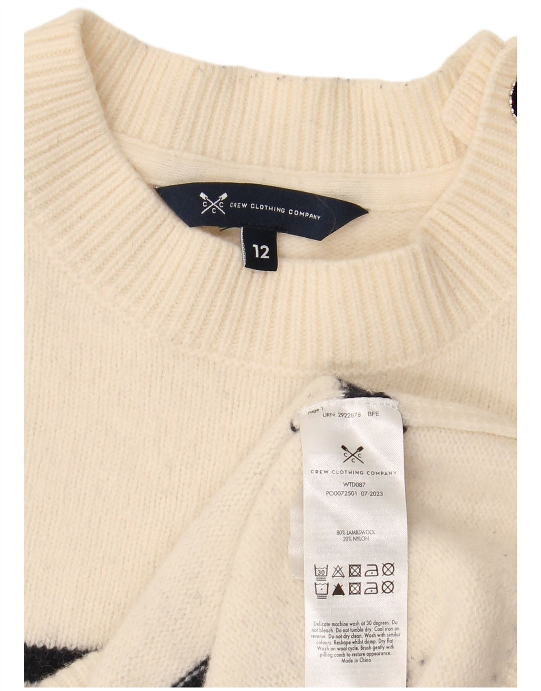 CREW TØJ Dame sweater med rund hals DK 12 Medium Off White