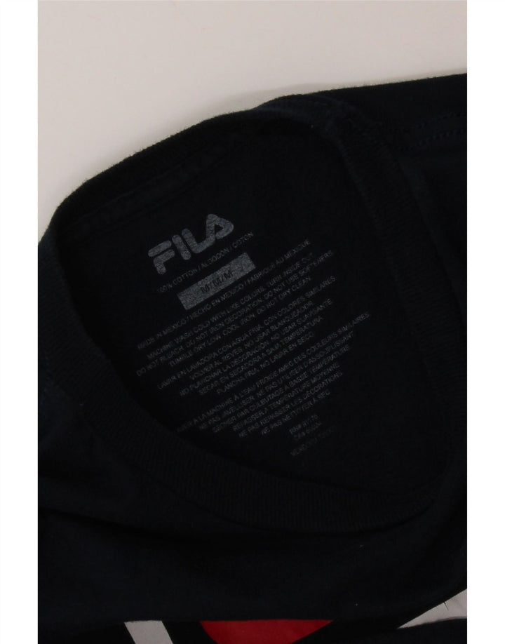 Fila Herre grafisk T-shirt Top Medium Marineblå Bomuld