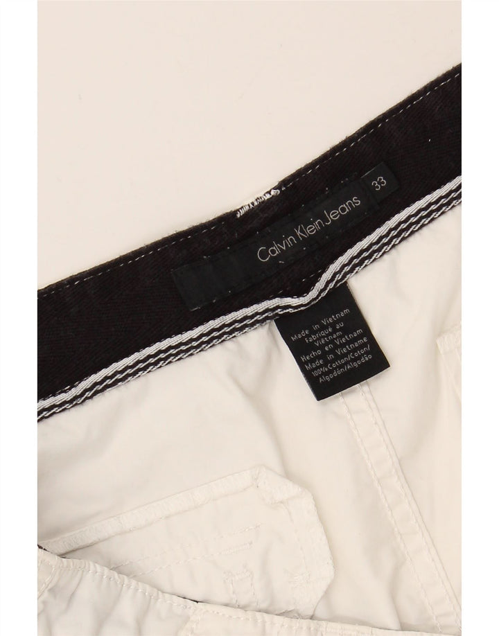 CALVIN KLEIN Mens Cargo Shorts W33 Large  White Cotton