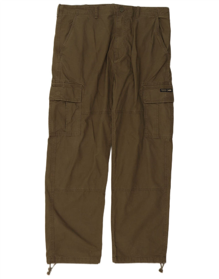 Superdry Straight Cargo-bukser til mænd W36 L32 Khaki Bomuld
