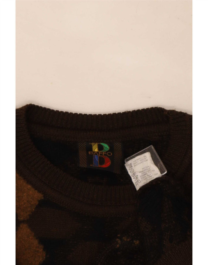 Baffo herre rund hals sweater stor brun Argyle/diamant akryl