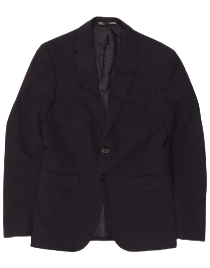 Zara Herre 2-knaps blazerjakke EU 44 XS Marineblå polyester