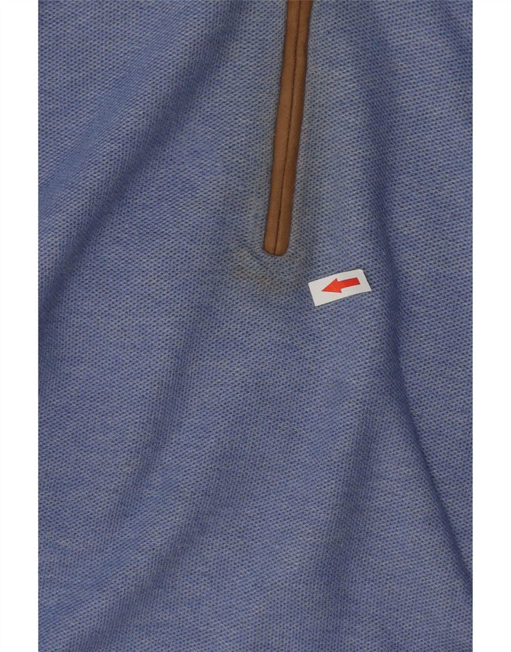 Massimo Dutti Herre Zip Neck Jumper Sweater Stor Blå Bomuld