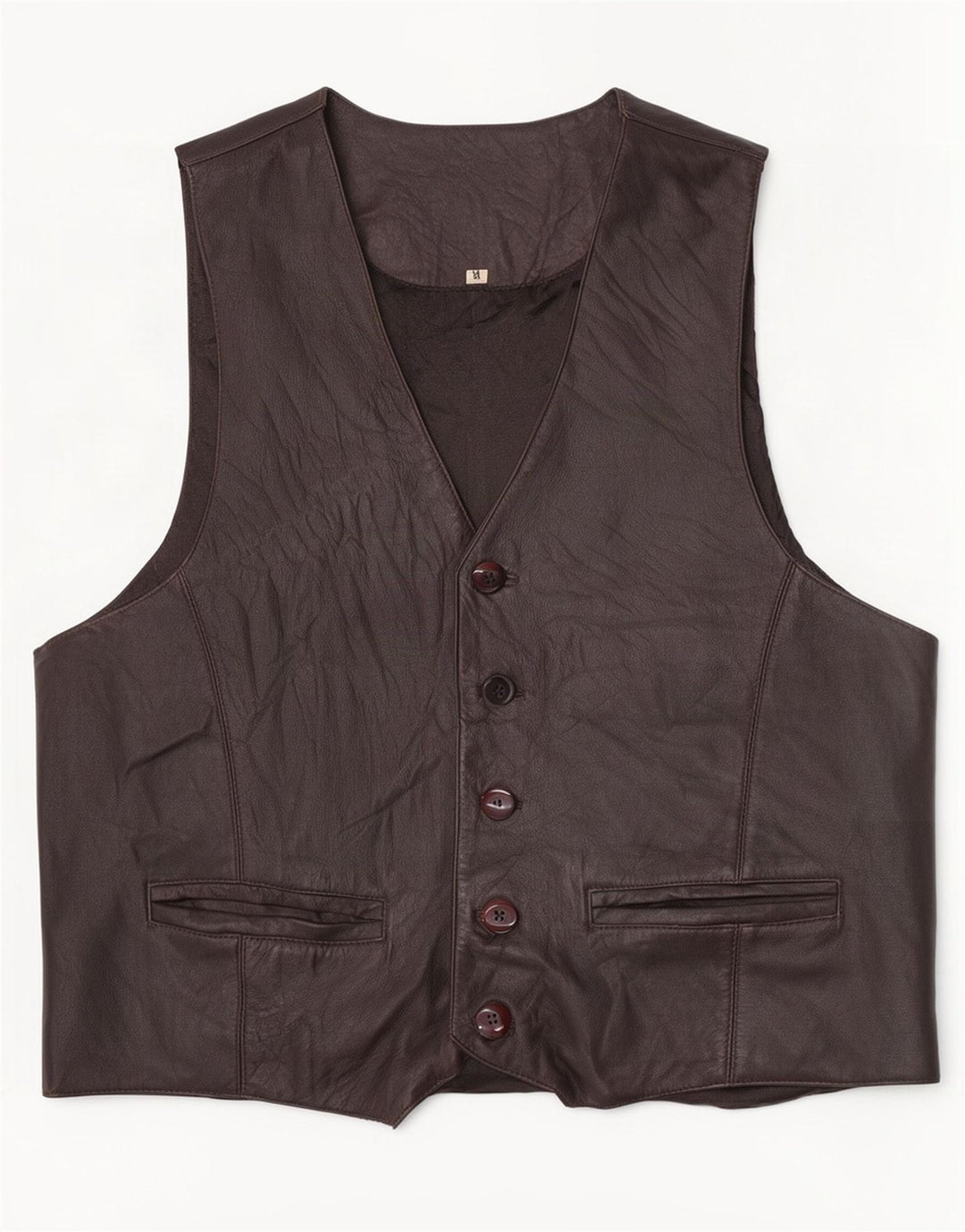 Vintage lædervest til mænd, medium brun