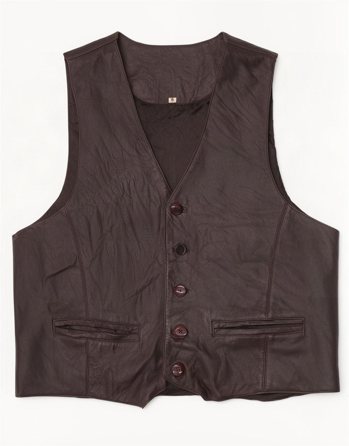 Vintage lædervest til mænd, medium brun