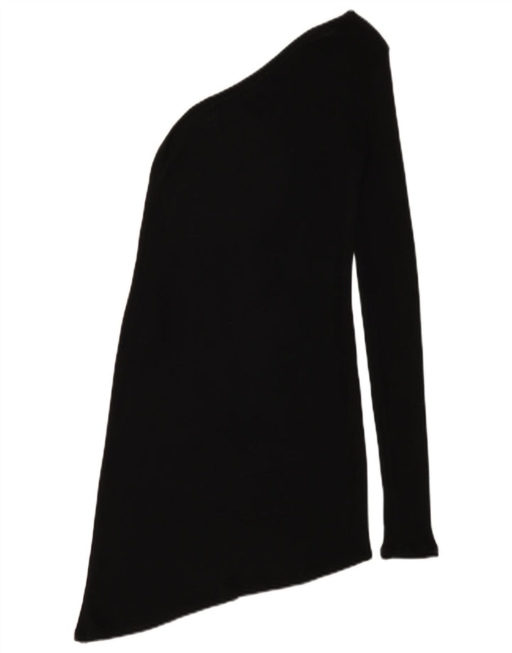 Zara Dame Asymmetrisk One Shoulder Top UK 12 Medium Black Viscose