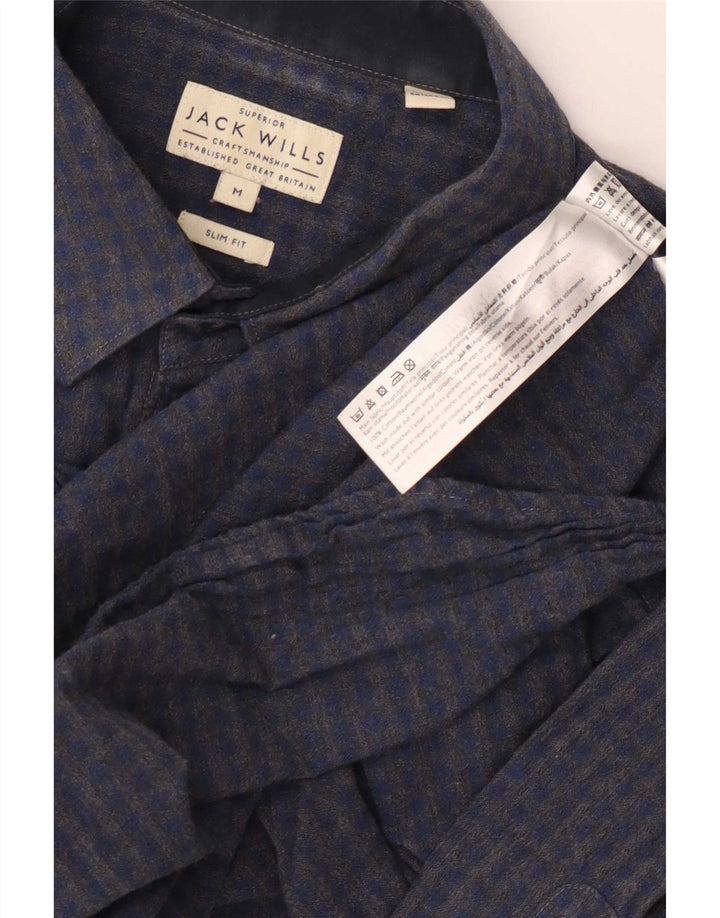 Jack Wills Herre Slim Fit skjorte Medium Navy Blue Gingham Cotton