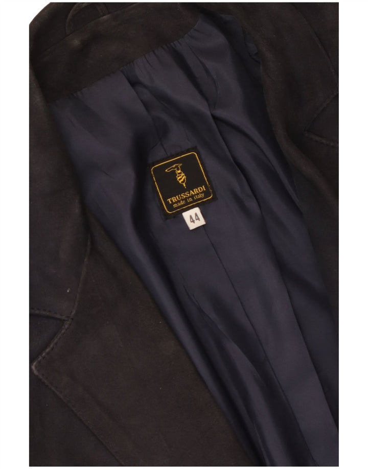 Trussardi Dame 2 Knaps Ruskind Blazer Jacket IT 44 Medium Navy Blue