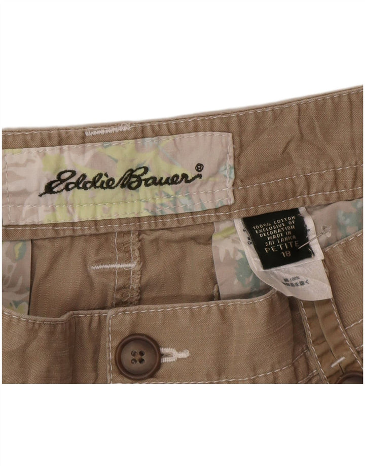 Eddie Bauer Dame Petite Cargo Shorts US 18 2XL W38 Beige Bomuld
