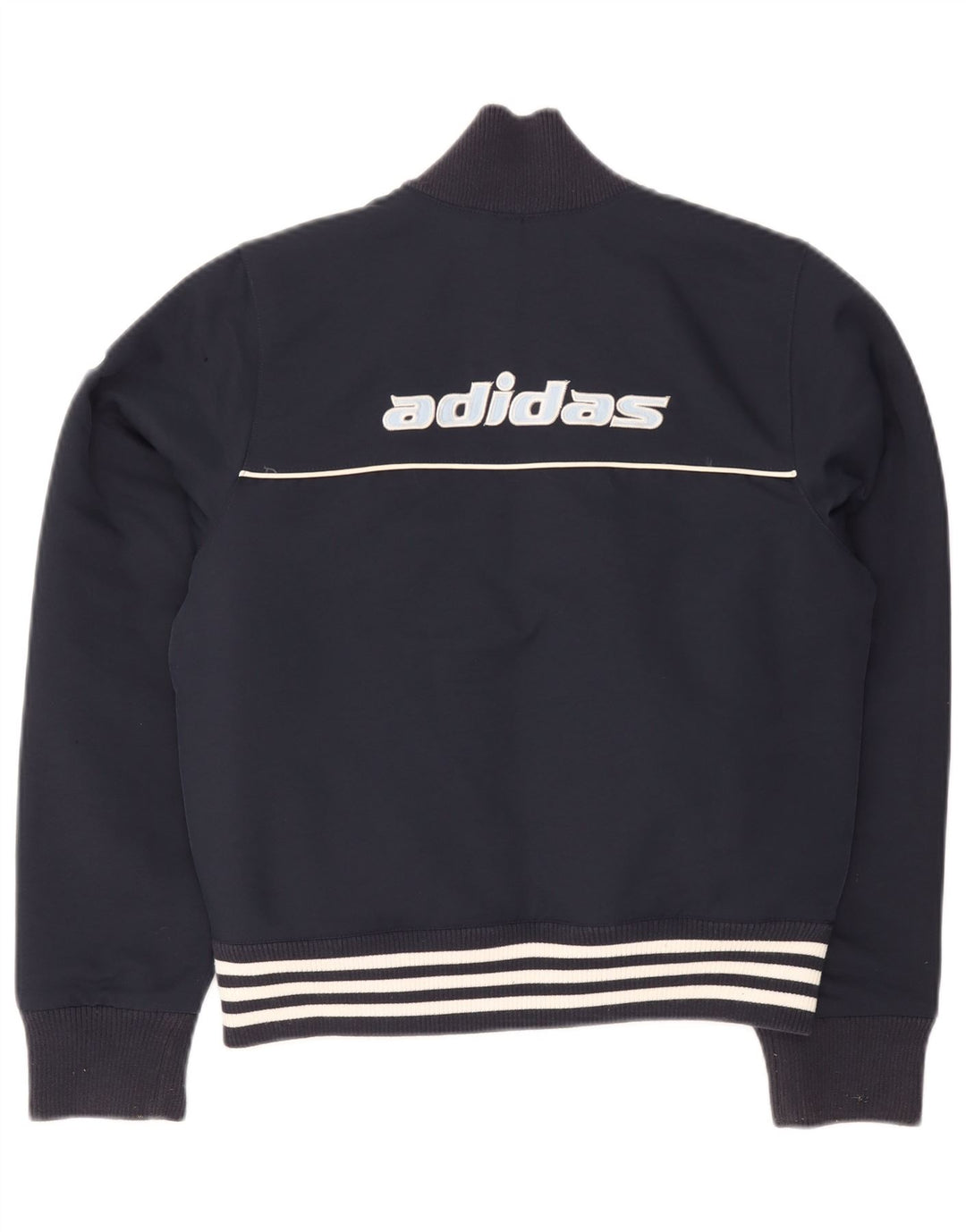 Adidas Graphic Bomber Jacket UK 12 Medium Navy Blue Polyester