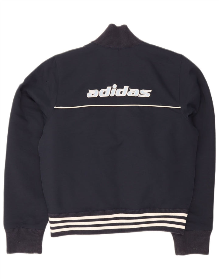 Adidas Graphic Bomber Jacket UK 12 Medium Navy Blue Polyester