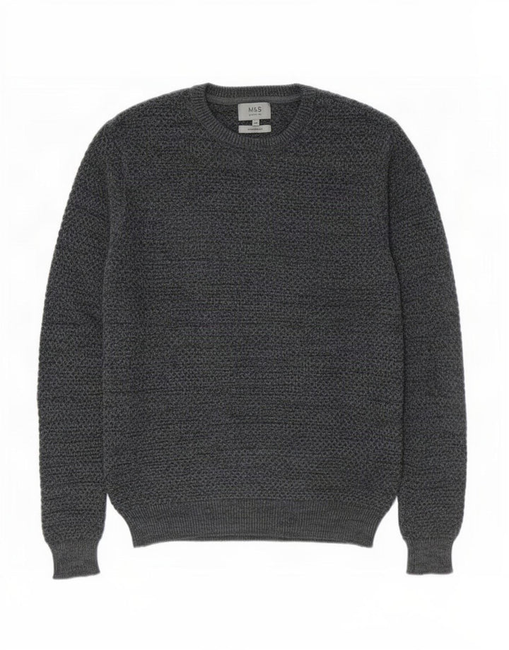 Marks & Spencer Herre sweater med rund hals, mellemgrå bomuld