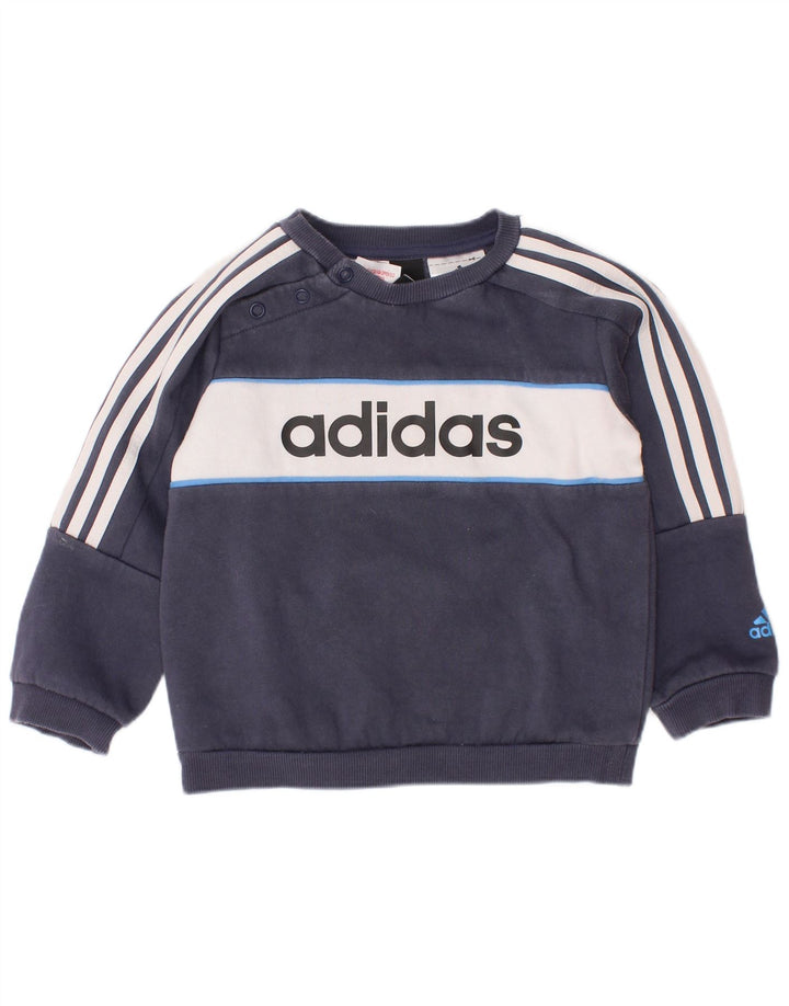 ADIDAS Baby Boys Grafisk hel træningsdragt 12-18 måneder Navy Blue Colourblock